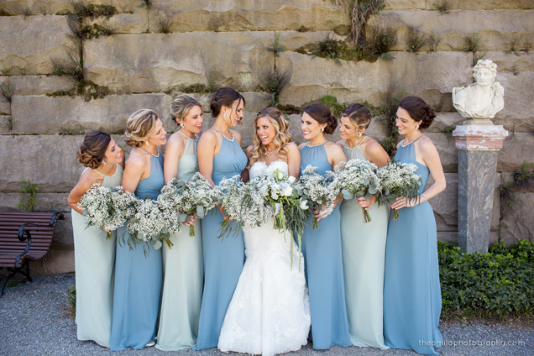 Bridesmaids in blue dresses, wedding planning by Mingle Events