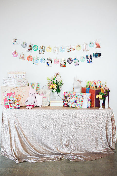 Gift table at birthday party 