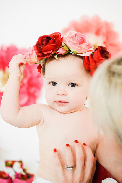 Mom and baby girl in flower crown