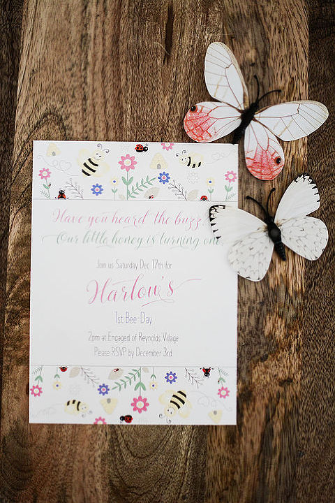 Garden Themed Birthday invitation, Mingle Asheville Event Planning