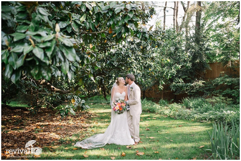 Couple under magnolia tree