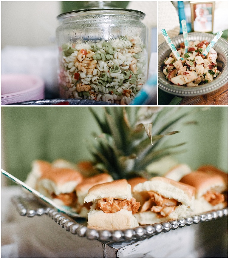 Summer celebration with pasta salad and mini BBQ sandwiches