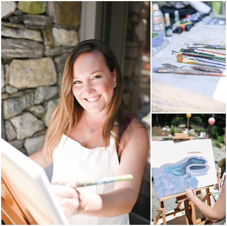 Local artist painting scene from Birthday party.