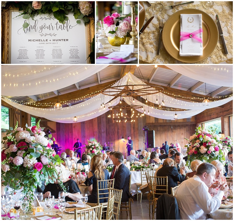 white lights and drapery over ceiling at Betty's Creek