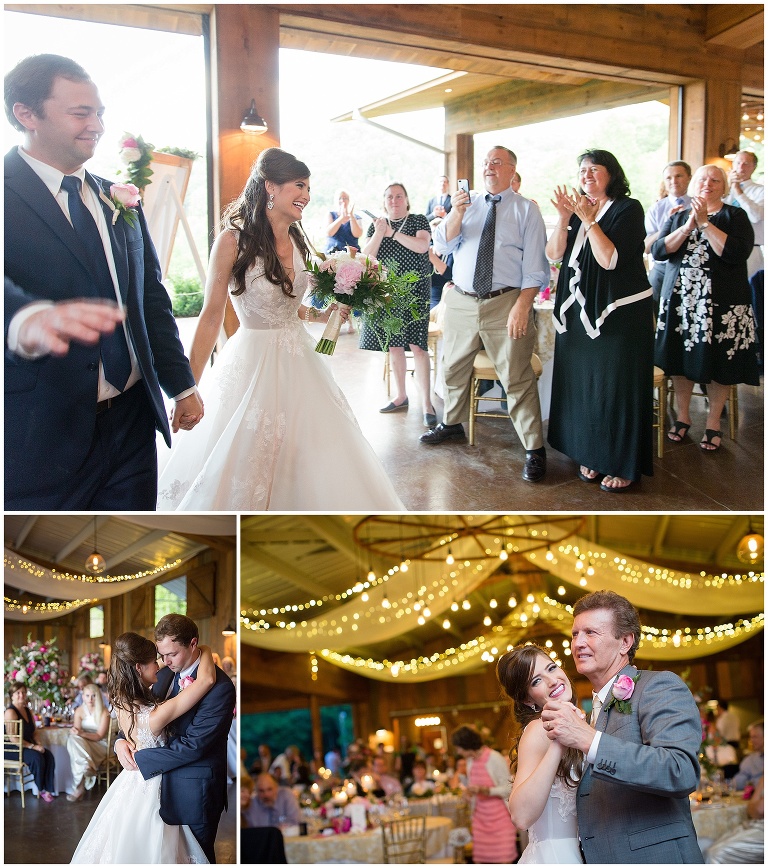 Couple entrance and first dances at Asheville Wedding